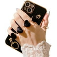 thumbnail image 1 of Designed for iPhone Case,Luxury Electroplated Silicone with Love Heart Hand Bracelet Shockproof Protective Cover Phone Case (iPhone 16 Plus,Black), 1 of 6