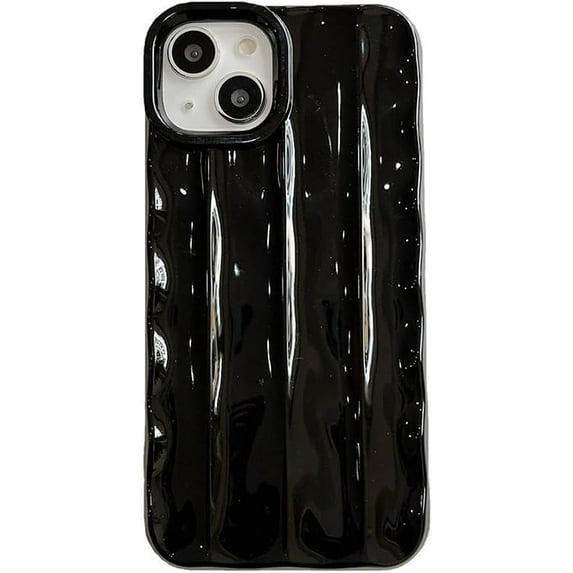 Designed for iPhone Case,Luxury Electroplated Water Wave Ripple Shockproof Protective Cover Phone Case (iPhone 15 Pro,Black)