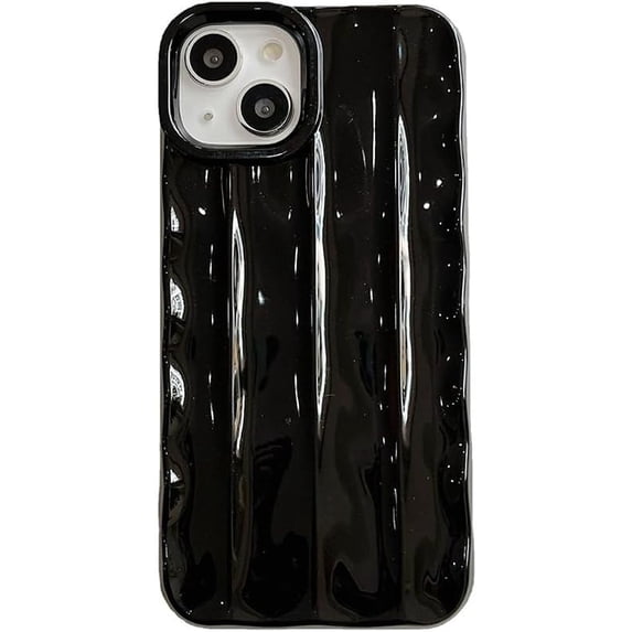 Designed for iPhone Case,Luxury Electroplated Water Wave Ripple Shockproof Protective Cover Phone Case (iPhone 15 Pro Max,Black)