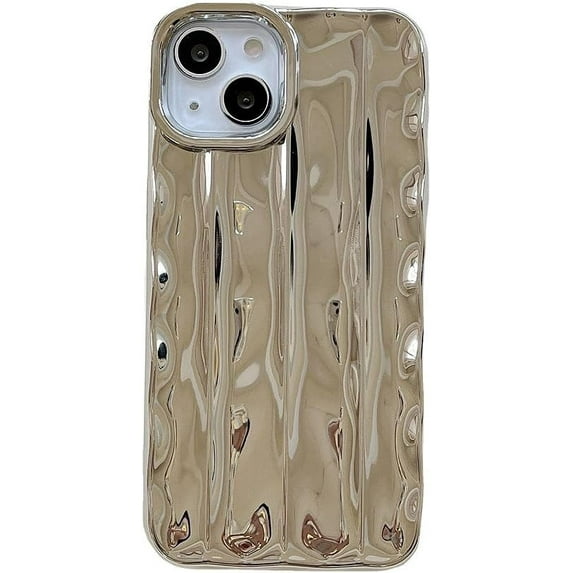 Designed for iPhone Case,Luxury Electroplated Water Wave Ripple Shockproof Protective Cover Phone Case (iPhone 15 Pro Max,Silver)