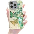 thumbnail image 1 of Designed for iPhone Case,Luxury Glitter Bling Rhinostone Bamboo Butterfly Pattern Silicone Shockproof Cover Phone Case (iPhone 12,Green), 1 of 5