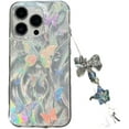 thumbnail image 1 of Designed for iPhone Case,Luxury Glitter Feather Butterfly Pattern with Hand Bracelet Shockproof Protective Cover Phone Case (iPhone 15 Pro,Color), 1 of 5
