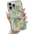 thumbnail image 1 of Designed for iPhone Case,Luxury Glitter Sparkle Sparkly Bling Flower Rhinostone Crystal Shockproof Protective Cover Phone Case (iPhone 12 Pro,Green), 1 of 6