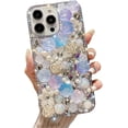 thumbnail image 1 of Designed for iPhone Case,Luxury Glitter Sparkle Sparkly Bling Flower Rhinostone Crystal Shockproof Protective Cover Phone Case (iPhone 13 Pro,Blue), 1 of 6