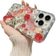 thumbnail image 1 of Designed for iPhone Case,Luxury Glitter Sparkle Sparkly Bling Flower Rhinostone Crystal Shockproof Protective Cover Phone Case (iPhone 14 Pro,Pink), 1 of 6
