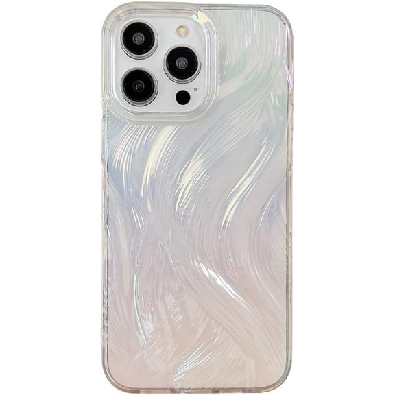 Designed for iPhone Case,Luxury Laser Crystal Feather Pattern Shockproof Protective Cover Phone Case (iPhone 12 Pro Max,White)