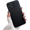 thumbnail image 1 of Designed for iPhone Case,Luxury Leather Skin Touch Camera Lens Protection Shockproof Protective Cover Phone Case (iPhone 15 Plus,Black), 1 of 6