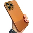 thumbnail image 1 of Designed for iPhone Case,Luxury Matte Pu Leather Crystal Camera Lens Protection Shockproof Protective Cover Phone Case (Orange,iPhone 14 Pro Max), 1 of 5