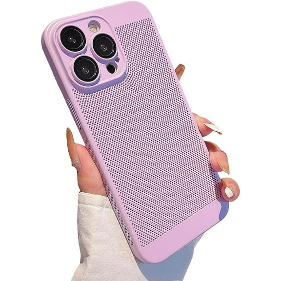 Designed for iPhone Case,Luxury Mesh Heat Dissipation Camera Lens Protection Shockproof Protective Cover Phone Case (Purple,iPhone 13)