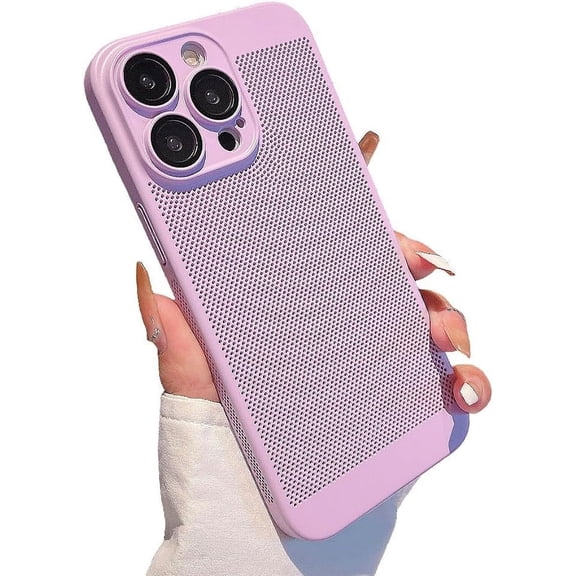 Designed for iPhone Case,Luxury Mesh Heat Dissipation Camera Lens Protection Shockproof Protective Cover Phone Case (Purple,iPhone 15 Plus)