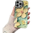 thumbnail image 1 of Designed for iPhone Case,Luxury Oil Flower Pattern Camera Lens Protection Kickstand Shockproof Protective Cover Phone Case (iPhone 12 Pro Max,Green), 1 of 7