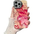 thumbnail image 1 of Designed for iPhone Case,Luxury Oil Flower Pattern Camera Lens Protection Kickstand Shockproof Protective Cover Phone Case (iPhone 14 Pro Max,Pink), 1 of 6