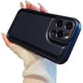 thumbnail image 1 of Designed for iPhone Case,PU Leather Pattern Oval Shape Camera Lens Protection Shockproof Protective Cover Phone Case (Black,iPhone 14 Pro), 1 of 6