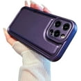 thumbnail image 1 of Designed for iPhone Case,PU Leather Pattern Oval Shape Camera Lens Protection Shockproof Protective Cover Phone Case (Purple,iPhone 14), 1 of 6