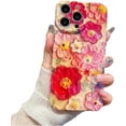 thumbnail image 1 of Designed for iPhone Case,Retro Oil Painting Flower Floral Laser Camera Lens Protection Shockproof Protective Cover Phone Case (iPhone 11,Red), 1 of 6