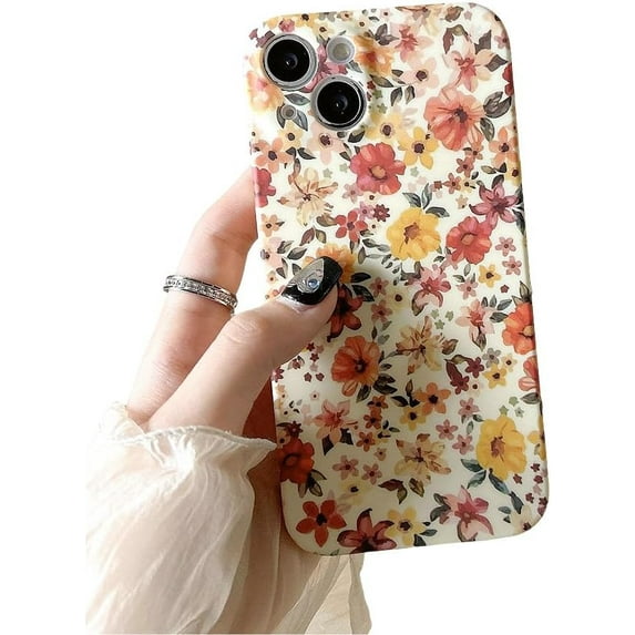 Designed for iPhone Case,Skin Touch Oil Paint Floral Pattern Full Body Shockproof Protective Cover Phone Case (iPhone 12 Pro,White)