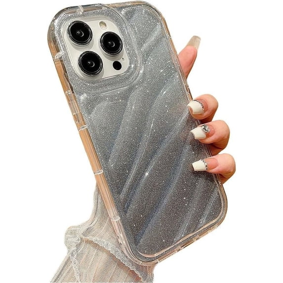 Designed for iPhone Case,Water Ripple Bubble Shape Glitter Bling Soft Shockproof Protective Cover Phone Case (Grey,iPhone 13 Pro Max)