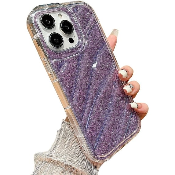 Designed for iPhone Case,Water Ripple Bubble Shape Glitter Bling Soft Shockproof Protective Cover Phone Case (Purple,iPhone 14 Pro Max)