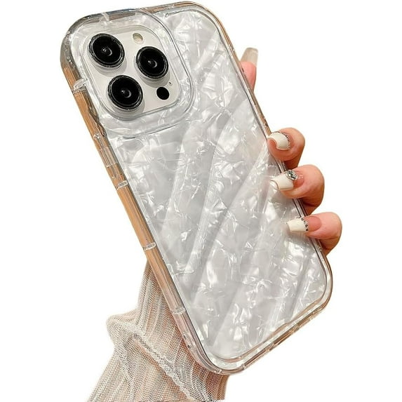 Designed for iPhone Case,Water Ripple Bubble Shape Glitter Bling Soft Shockproof Protective Cover Phone Case (White,iPhone 12)