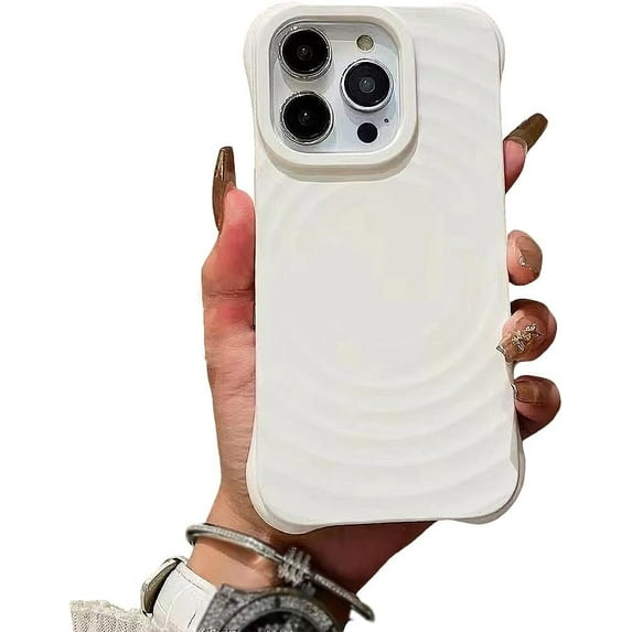 Designed for iPhone Case,Water Ripple Pattern Borderless Thin Matte Shockproof Protective Cover Phone Case (iPhone 12 Pro Max,White)