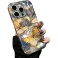 thumbnail image 1 of Designed for iPhone Case,Water Ripple Pattern Glitter Butterfly Soft Shockproof Protective Cover Phone Case (Yellow,iPhone 16), 1 of 6