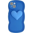 thumbnail image 1 of Designed for iPhone Case,Water Wave Frame with 3D Love Heart Camera Lens Protection Shockproof Protective Cover Phone Case (iPhone 13 Pro Max,Blue), 1 of 6