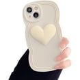 thumbnail image 1 of Designed for iPhone Case,Water Wave Frame with 3D Love Heart Camera Lens Protection Shockproof Protective Cover Phone Case (iPhone 14 Pro Max,White), 1 of 6