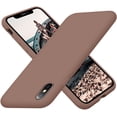 thumbnail image 1 of Designed for iPhone X Case, XS Case, Silicone Ultra Slim Shockproof Phone Case with [Soft Anti-Scratch Microfiber Lining], 5.8 inch, Light Brown, 1 of 13