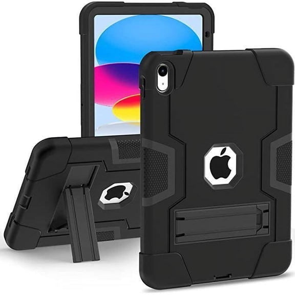 Designed for iPad A16 (2025) 11 in Heavy Duty Case, Triple Layer Protection Shockproof Dropproof Dustproof Anti-Scratch Phone Case Cover for iPad A16 (2025) 11 in, Black