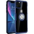 thumbnail image 1 of Designed for iPhone 11 Case 6.1 inch, Carbon Fiber Design Clear Crystal Anti-Scratch Case with 360 Degree Rotation Ring Kickstand(Work with Magnetic Car Mount) for iPhone 11,Blue, 1 of 14
