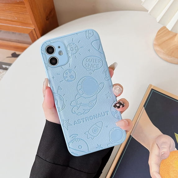 Designed for iPhone 11 Case,Cute Astronaut Outer Space Pattern Case for Women Girls Boys,Premium Leather Shockproof Protective Cover for iPhone 11,6.1 inch - Blue