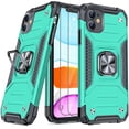 thumbnail image 1 of Designed for iPhone 11 Case with Screen Protector 2PCS, Military-Grade Drop Protection, Protective Phone Cases, with Ring Kickstand Shockproof Bumper Case for iPhone 11 6.1 Inch Turquoise, 1 of 5
