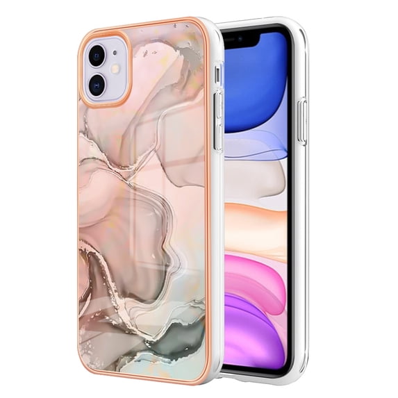 Designed for iPhone 11 Marble Case, Ultra Thin Girls Women Plating Marble Designed Flexible Soft TPU IMD Marble Protective Case Cover for iPhone 11 - Rosegold