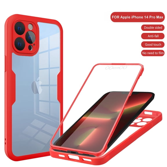 Designed for iPhone 11 Pro Case Full-Body Bumper Case Cover Built in Screen Protector Shockproof Transparent Back 360 Full Body Protective Case for iPhone 11 Pro, Red