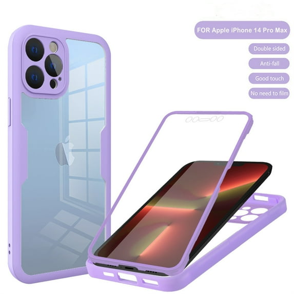 Designed for iPhone 11 Pro Case Full-Body Bumper Case Cover Built in Screen Protector Shockproof Transparent Back 360 Full Body Protective Case for iPhone 11 Pro, Purple