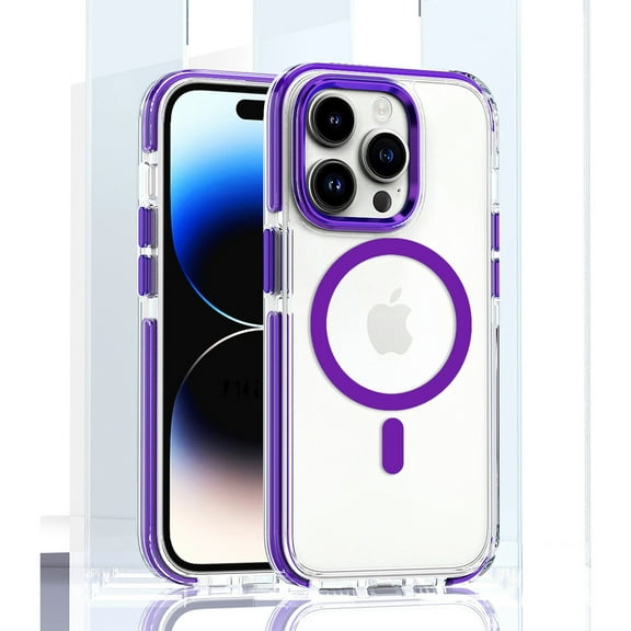 Designed for iPhone 11 Pro Max Magnetic Case, [Military Grade Drop Tested] [Compatible with MagSafe] Shockproof Translucent Hard Back Hybrid Soft edge Crystal Case for iPhone 11 Pro Max,Purple