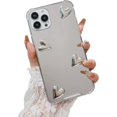thumbnail image 1 of Designed for iPhone 11 Pro Max Mirror Case Cute 3D Love Hearts Design for Women Girl,Luxury Protective Plating Pattern Bumper Cover Case for iPhone 11 Pro Max 6.5 inch-Silver, 1 of 13