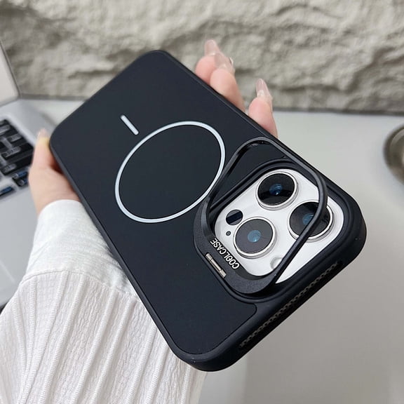 Designed For iPhone 11 Pro Max Phone Case,Built-in Contractile Lens Ring Kickstand,[Compatible with Mag-safe],Shockproof Anti-Scratch Protective Ultra Slim Thin Fit Phone Case Cover,Black