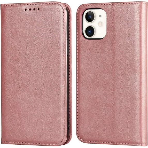 Designed for iPhone 11 Wallet Case,Premium PU Leather Flip Folio Case with Card Slot,Stand Holder,Magnetic Closure TPU Shockproof Interior Protective Case for iPhone 11 6.1",Rose Gold