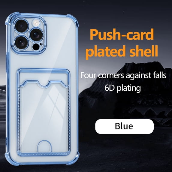 Designed for iPhone 11 Wallet Phone Case,Luxury Electroplated Bumper Design,With Card Slots,Shockproof Anti-Scratch Protective,Thin Slim Transparent Anti-fall Phone Case,Blue
