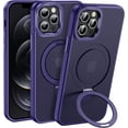 thumbnail image 1 of Designed for iPhone 12/12 Pro Case with Magnetic Invisible Stand, [Compatible with Magsafe] Slim Anti-Scratch Shockproof Translucent Matte Case for iPhone 12/12 Pro 6.1 inch, Dark Purple, 1 of 14