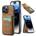 thumbnail image 1 of Designed for iPhone 12/12 Pro Credit Card Slots Flip Wallet Back Case, Vintage Ultra Slim Premium PU Leather Magnetic Snap Kickstand Drop Protective Phone Cover with RFID Blocking, Brown, 1 of 9