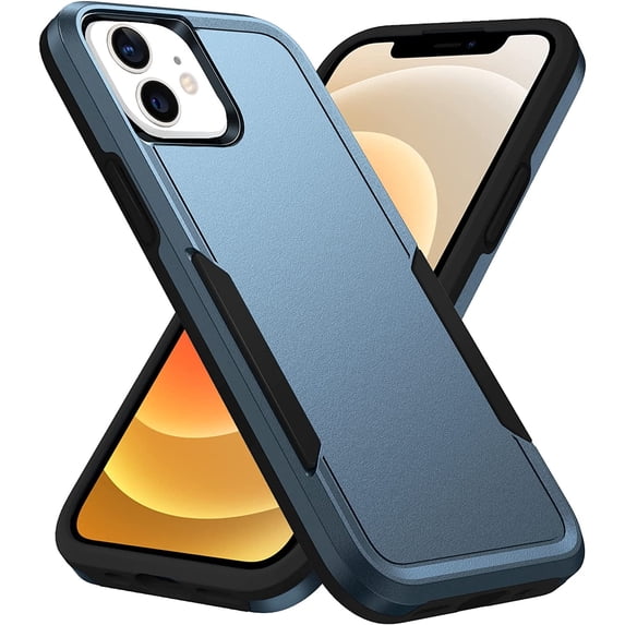 Entronix Heavy Duty Case Compatible with iPhone 12 / 12 Pro, Hybrid Hard Cover, Navy Blue