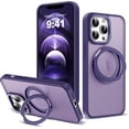thumbnail image 1 of Designed for iPhone 12 Case & iPhone 12 Pro Case with 360° Rotatable & Invisible Magnetic Ring Stand [Compatible with Magsafe] Translucent iPhone 12 & Pro Phone Case 6.1", Dark Purple, 1 of 7