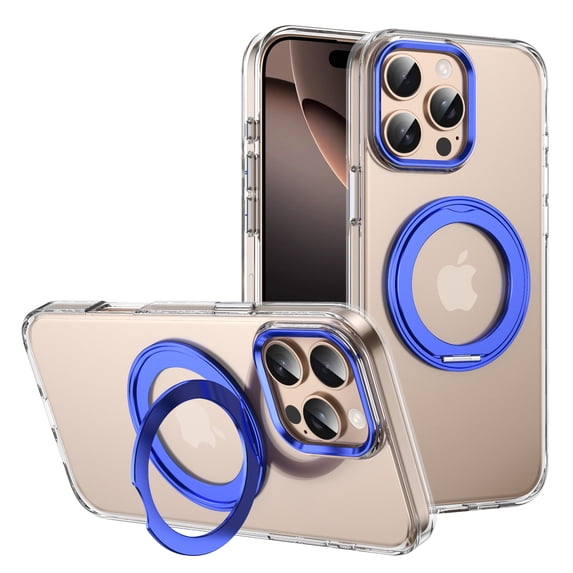 Designed for iPhone 12 Pro / 12 6.1" Case, 360°Rotatable Ring Stand Case Compatible with Mag-Safe Military-Grade Protection Magnetic Kickstand Shockproof Anti-fall Phone Case Cover,Blue