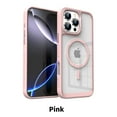 thumbnail image 1 of Designed for iPhone 12 Pro / 12 6.1" Magnetic Phone Case,Compatible with Mag-Safe,Metal Button,Military Grade Drop Protection,Shockproof Rugged Ultra Slim Transparent Back Phone Case,Pink, 1 of 12