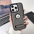 thumbnail image 1 of Designed For iPhone 12 Pro / 12 6.1" Phone Case,Built-in Contractile Kickstand,Logo View PU Leather Shockproof Anti-fall Ultra Slim Lightweight Rugged Scratch-Resistant Durable Phone Case,Gray, 1 of 8