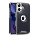 thumbnail image 1 of Designed for iPhone 12 Pro / 12 Back Case, PU Leather + Silver Plating PC Frame, Stylish Lightweight Ultra Slim Shockproof Protective Magnetic Phone Case Cover for iPhone 12 Pro / 12 - Blue, 1 of 10