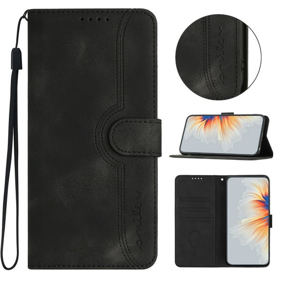 Designed for iPhone 12 Pro / 12 Case Wallet, Flip Folio Cover with PU Leather Adjustable Stand Credit Card Holders Slots Wrist Strap Magnetic Closure Phone Case for iPhone 12 Pro / 12, Black