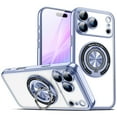 thumbnail image 1 of Designed for iPhone 12 Pro Clear Plating Case with 360 Stand [Magnetic Ring Holder Kickstand] Soft TPU Bumper Non-Yellowing Anti-Scratch Lightweight Slim for iPhone 12 Pro Case,Blue, 1 of 9